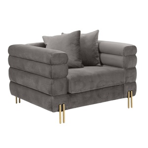 العميق الأريكة المفروشات النسيج الأرائك قاعة غرفة المعيشة الفاخرة واسعة صالة وسادة أريكة واحدة مقاعد الأريكة رمادي المخملية أريكة - Product Image 2