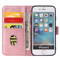 Funda de piel sintética tipo cartera para iPhone 6S/6 - Funda con soporte, 3 ranuras para tarjetas, cierre magnético y carcasa a prueba de golpes