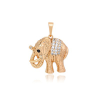 Csja — bijoux xup en forme d'animal, pendentif plaqué or 18K, Collection yeux noirs, jolies, éléphant, diamant, A00861090