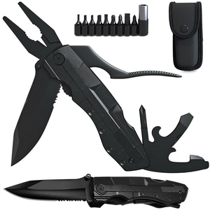 Couteau de poche multi-outils avec pinces, tournevis et étui de transport pour la survie en plein air, le camping et la randonnée - Product Image 1