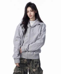 <span class=keywords><strong>Sweat</strong></span>-shirt à capuche gris pour <span class=keywords><strong>femme</strong></span>, style <span class=keywords><strong>vintage</strong></span> américain, tricoté, déstructuré, coupe ample, Cleanfit Front, collection Automne/Printemps - Product Image 2