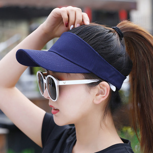 Visor Cap Pure Cotton <b>Flat</b> Brim Unisex Sun Protection <b>Hat</b> For Outdoor Summer Use White Black Red Navy Blue Gray Beige - Product Image 4