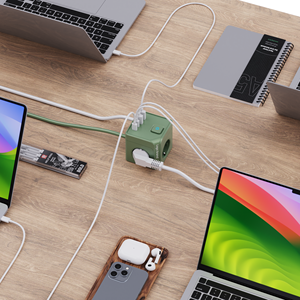 Colorful Advanced EU Socket Industrial Power Strip with Extension 16A Current 3 AC Outlets 2 <b>USB</b>-A and 2 Type-C Ports - Product Image 1