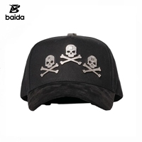 Topi Snapback 5 Panel Terstruktur OEM/ODM Bordir Personalisasi Motif Tulang Silang Suede Hip Hop, Dapat Disesuaikan, Bahan Bernapas
