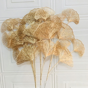 Fleurs Artificielles à 3 Branches, Intemporelles, pour Décoration Murale, Nouvel An, Halloween, Saint-Valentin, Remise de Diplômes, Feuille de <span class=keywords><strong>Ginkgo</strong></span> <span class=keywords><strong>Biloba</strong></span> Dorée - Product Image 5