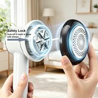 Removedor de Pelusas USB para Ropa y Sofás, Afeitadora Eléctrica de Tela con 6 Cuchillas, Luz LED y 3 Velocidades