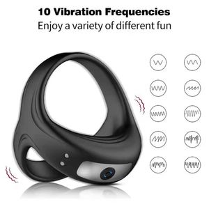Autre anneau de blocage du sperme masculin, vibrateur électrique rechargeable par USB pour la masturbation, jouet sexuel pour adultes avec fonction de retardement - Product Image 6