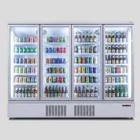 Réfrigérateur de supermarché avec vitrine en verre et porte battante