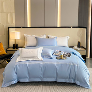 Set Sprei Katun Mesir Mewah 600 Thread-Count dengan Bordir Modern dan Bordir <span class=keywords><strong>3</strong></span> Garis untuk Semua Musim - Product Image 1