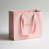 Exquise luxe eco-vriendelijke papieren tas met opdruk, ivoorwit, met handvat op handlengte, voor kleding/schoenen/bont/cosmetica/fruit