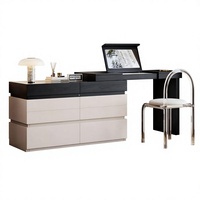 Coiffeuse minimaliste italienne éclairée avec tiroirs intégrés, haut de gamme, pour hôtels, chambre à coucher, à placer au bout du lit, extensible, pour maquillage