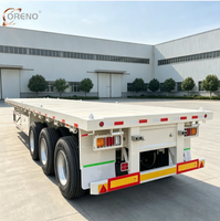 Semi-remorque plateau 3 essieux 40 pieds 60 tonnes usage intensif avec plancher en acier antidérapant, suspension pneumatique et points d'arrimage pour l'exportation