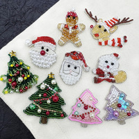 Mode série de noël lourd fait à la main perlé 3D patchs d'arbre de noël brodé décorations en feutre à coudre pour vêtements chapeaux
