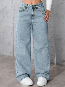 <span class=keywords><strong>Jeans</strong></span> Baggy da Donna a Vita Alta, Vestibilità Ampia, <span class=keywords><strong>Gamba</strong></span> Dritta, Stile Hip Hop Invernale con <span class=keywords><strong>Gamba</strong></span> <span class=keywords><strong>Larga</strong></span>, Tecnica Lavata Intrecciata, Fiocco Decorativo - Product Image 6