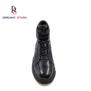 <b>Men</b> Genuine Leather <b>High</b> <b>Top</b> <b>Boots</b> Lace-Up Pigskin Lining Breathable Anti-Slip Rubber Sole Office & Career Wedding Autumn Shoes - Product Image 1