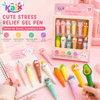 Stylo Gel Squishy à Rebond Lent KAIX 0,5 mm Encre Noire, Stylo Anti-Stress Mignon à Motif Dessin Animé pour Cadeaux de Rentrée Scolaire