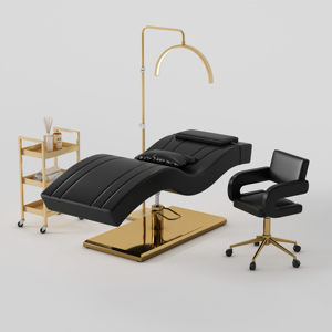 เตียงนวดสแตนเลสหุ้มกำมะหยี่ใหม่จากโรงงาน DM ขายส่ง เตียงต่อขนตาสีดำ เตียงสปาหน้า - Product Image 6