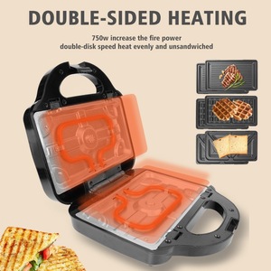 Dsp Professional 3 In 1 Sandwich Maker 750w Electric Multifunctional Breakfast <b>Waffle</b> Maker For Home Use - Product Image 3