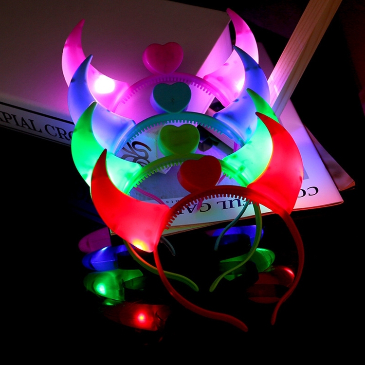 8-Pack LED Glow Headbands - Ox Horn Bow Shape, Multi-Color Light Up Ears For Parties & Birthdays