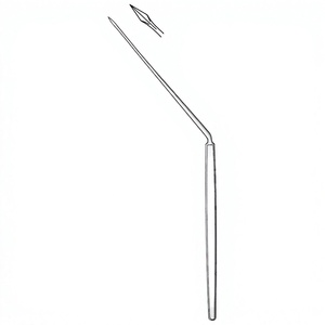 Aiguille de paracentèse Politzer 16,5 cm / 6-1/2 po, positionnée horizontalement, pour chirurgie manuelle de l'oreille en otologie ORL tympanique - Product Image 1