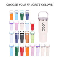 Gobelets isothermes en gros avec logo personnalisé, 20oz, 30oz, 40oz, tasses de voyage en acier inoxydable, gobelet thermique 30oz avec paille rabattable et poignée