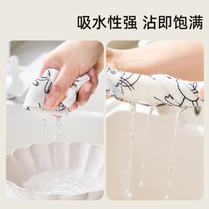 Cute Cartoon Print Disposable Cleaning Cloths <b>Rectangle</b> Non Slip Absorbent Oil Absorbing Dry Wet Dual Use For Living Room - Product Image 4