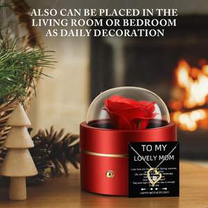 Collier Cœur avec Rose Éternelle Iceevery, Boîte Cadeau avec Carte Poétique pour la Fête des Mères, Décoration d'Intérieur - Product Image 1