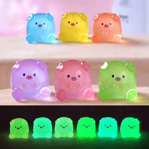 6 Colores de Resina, Mini Cerditos de Gelatina, Mini Cerditos Luminosos, Figuras <span class=keywords><strong>Miniatura</strong></span>, Animales de Resina <span class=keywords><strong>Miniatura</strong></span> al por Mayor para Decoración de Jardín, Paisaje y Fiestas - Product Image 2