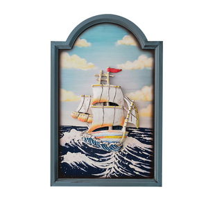 Framed 3D Resin Relief Painting Ocean Scenery Sailboat Sky Blue Frame Living Room Bedroom Wall Art Decor - Product Image 3