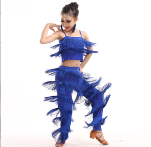 Conjunto de 2 Piezas SH704 <span class=keywords><strong>para</strong></span> Baile Latino, Top con Flecos de Spandex y Pantalones <span class=keywords><strong>para</strong></span> <span class=keywords><strong>Mujer</strong></span>, Ideal <span class=keywords><strong>para</strong></span> Rumba, <span class=keywords><strong>Tango</strong></span> y Salsa - Product Image 3