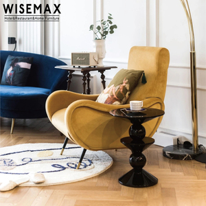 أثاث WISEMAX طاولة قهوة مدورة بتصميم فريد من الألياف الزجاجية طاولة جانبية للأريكة في غرفة المعيشة طاولة صغيرة - Product Image 5