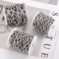 Multi-style Acier inoxydable Titane Acier Chaîne Indentation Twist Oval Cross DIY Bracelet Accessoires Plaqué Or