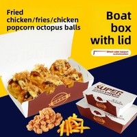 Boîte à emporter rectangulaire jetable personnalisable avec couvercle pour Takoyaki, poulet frit, frites, nuggets de poulet, escalopes