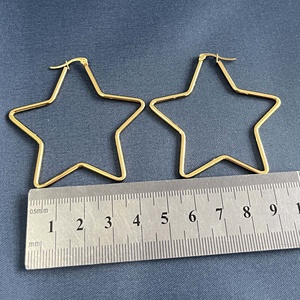 50/55Mm Đường Kính Vàng Lớn Lớn Hoop Bông Tai Cho Phụ Nữ Cô Gái Trái Tim Sao Hình Lục Giác Thả Hình Thép Không Gỉ Hình Học Bông Tai - Product Image 3
