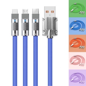 Kẽ<span class=keywords><strong>m</strong></span> Hợp Kim 120W Siêu Nhanh Sạc 3 Trong <span class=keywords><strong>1</strong></span> Cáp <span class=keywords><strong>USB</strong></span> Loại C <span class=keywords><strong>Micro</strong></span> <span class=keywords><strong>USB</strong></span> Cho iPhone Cáp - Product Image 2