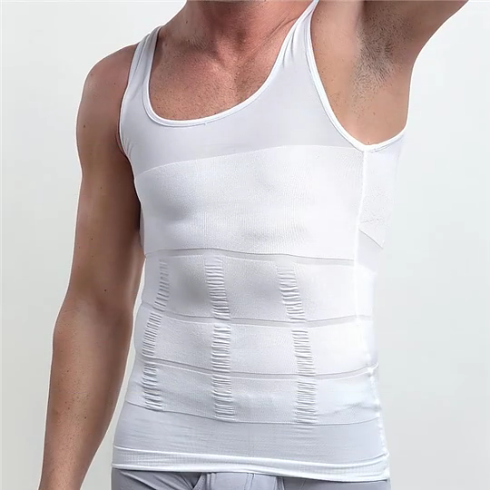 Gotoly Canotte Contenitiva Snellente Uomo Maglia Modellante Shapewear Camicia Maglietta Compressione Intimo Body Shaper Dimagrante T-Shirt Pancia Piatta Canottiera Sportivo Fitness (S, Bianco