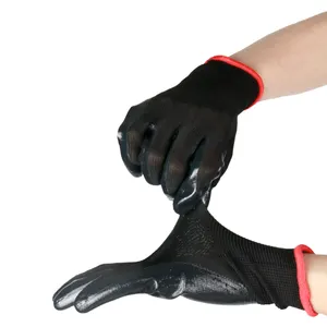 Met Nitril Gecoate Zwarte Handschoenen Wegen 40G Antistatische Handschoenen Voor Tuinieren En Houtbewerkingsmachines, Veiligheidshandschoenen