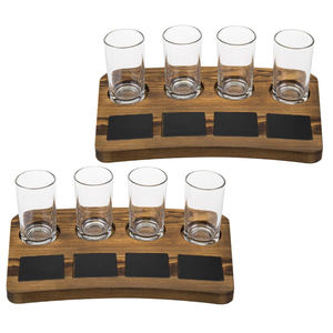 Ensemble d'échantillonneurs de planche de <span class=keywords><strong>vol</strong></span> de bière avec 4 verres à bière de dégustation, plateau de service en bois brun <span class=keywords><strong>et</strong></span> étiquettes de tableau, lot de 2 - Product Image 6