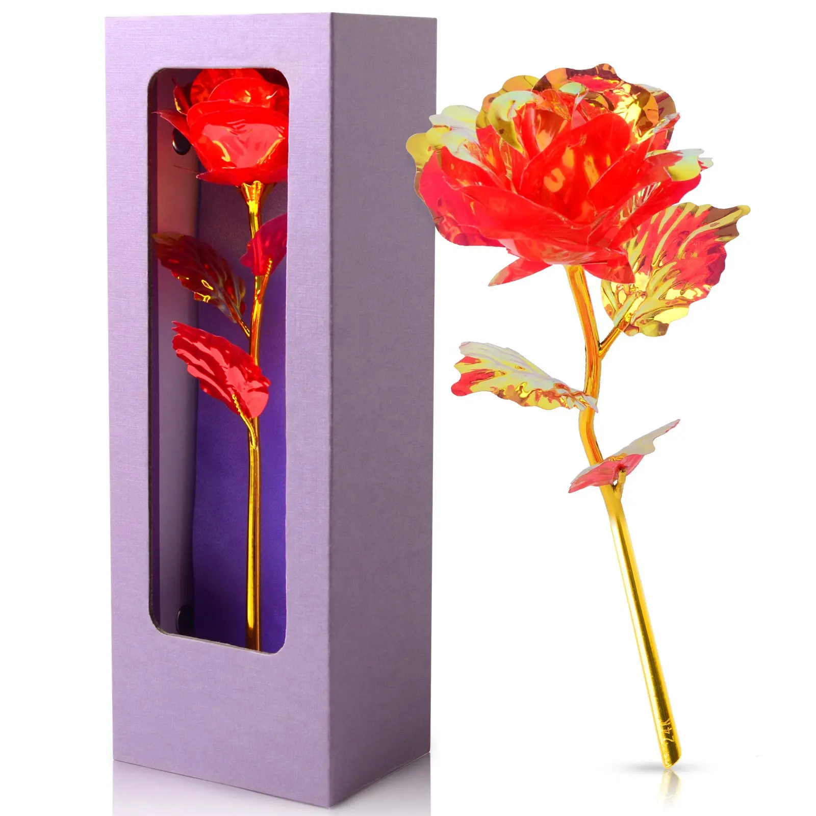 24k Red Rose Simulation Flower Birthday Valentine's Day New Year Wedding Anniversary Creative Gift