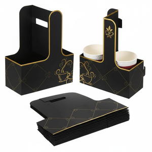 Tùy Chỉnh Phân Hủy Sinh Học Sang Trọng Takeaway Cà Phê Trà Dày Cup Chủ Tàu Sân Bay Xách Tay Các Tông Giấy Cốc Cà Phê Chủ Khay - Product Image 1
