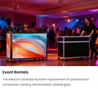 Cabina de DJ LED P2.6 Portátil y Plegable a Todo Color, Mesa de Soporte de Fachada de 500*1000mm, IP54 Impermeable, Profundidad de Color de 16 Bits, Adobe RGB 98%