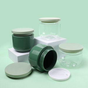 Envase de Plástico Transparente Redondo de Lujo de 250 ml, 300 ml, 8 oz, 10 oz para Exfoliante Corporal, Boca Ancha con Tapa Blanca - Product Image 1