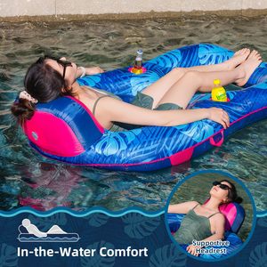 Du lịch hồ bơi nổi dành cho người lớn, cao cấp di động đóng gói VảI Hồ bơi bơm hơi nổi, sang trọng nổi với tựa lưng và giữ cốc - Product Image 5