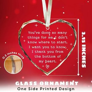 Adornos Navideños de Vidrio Ecológicos Hechos a Mano SUCHAGIFT con Diseño Personalizado - Forma de Corazón para Mujeres, Madres, Amigas, Maestras y Más - Product Image 3
