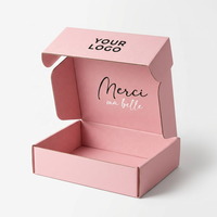 Boîte d'expédition en carton rose personnalisée avec logo imprimé à l'intérieur, carton ondulé pour cadeaux, pour les marques de beauté et de DTC