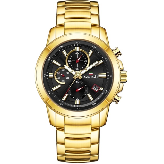 SWISH Luxury Brand Steel Watches for Men Fashion Sports Chronograph Quartz Wristwatches Waterproof Business Relogio Masculino