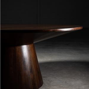 Mesa de Comedor Redonda Moderna de Madera de Lujo, Color Marrón Oscuro, con Pedestal Circular - Product Image 5