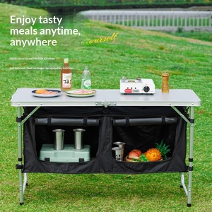 <span class=keywords><strong>Table</strong></span> de camping extérieure - Station de cuisine multifonctionnelle avec rangement pour le camping familial et les fêtes - Product Image 2