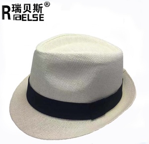 Tùy chỉnh in ấn giấy rơm Fedora <span class=keywords><strong>Hat</strong></span> rộng vành Ribbon thêu in tùy chỉnh mũ rơm với logo - Product Image 2