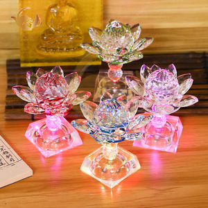 Crystal Lotus <b>Lamp</b> Ornament White Crystal Flameless Religious Activity Candle Holder - Product Image 2